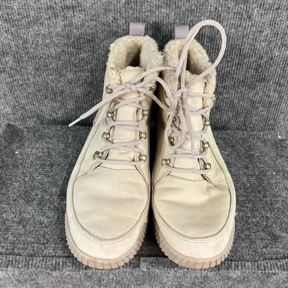 The North Face Larimer Mid Waterproof Boots Cream Tan Faux Fur Lined Women 10
